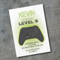 video game verjaardagsuitnodiging, gamer