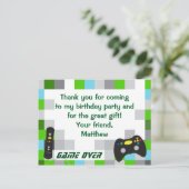 Video Game Vrachtwagen Verjaardagsfeestje Dank u Briefkaart (Staand voorkant)