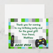 Video Game Vrachtwagen Verjaardagsfeestje Dank u Briefkaart (Voorkant / Achterkant)