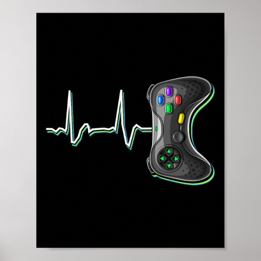 Video Gamehartslag videospelcontroller cadeau K Poster (Voorkant)