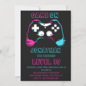 Video gameniveau omhoog Gamer Birthday Party Kaart (Voorkant)