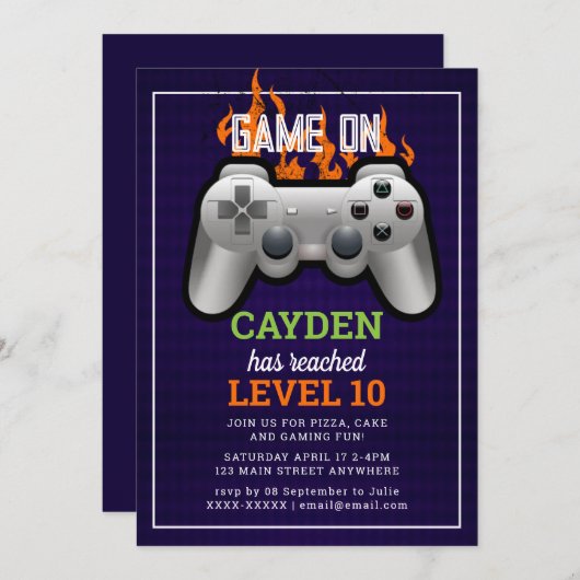 Video gameniveau omhoog Gamer wordt uitgenodigd Kaart (Voorkant / Achterkant)