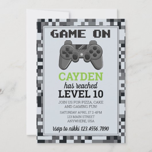 Video gameniveau omhoog Gamer wordt uitgenodigd Kaart (Voorkant)