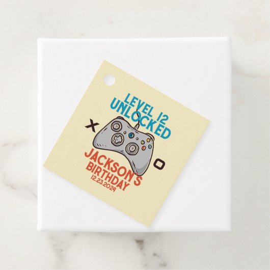 Video gameniveau ontgrendeld Gamer Jongen Mannen B Bedankjes Labels (In situ)