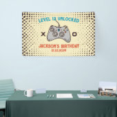 Video gameniveau ontgrendeld Gamer Jongen Mannen B Spandoek (Beurs)