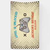 Video gameniveau ontgrendeld Gamer Jongen Mannen B Spandoek (Verticaal)