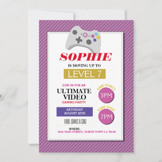 Video gamepartij roze vrachtwagens meisjes uitnodi kaart (Voorkant)