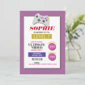 Video gamepartij roze vrachtwagens meisjes uitnodi kaart (Staand voorkant)