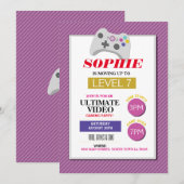 Video gamepartij roze vrachtwagens meisjes uitnodi kaart (Voorkant / Achterkant)