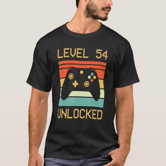 Video Gamer 54th Birthday Level 54 niet vergrendel T-shirt (Voorkant)