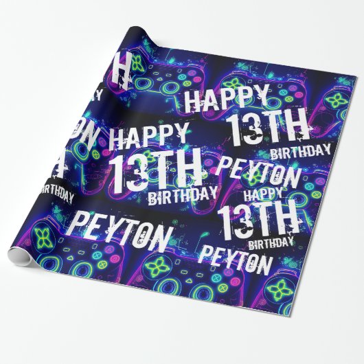 Video gamer actiever gamebeleving Birthday Cadeaupapier (Uitgerold)