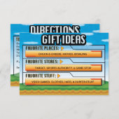Video Gamer Birthday Party Gift Ideeën / Map Inser Informatiekaartje (Voorkant / Achterkant)