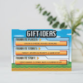 Video Gamer Birthday Party Gift Ideeën / Map Inser Informatiekaartje (Staand voorkant)