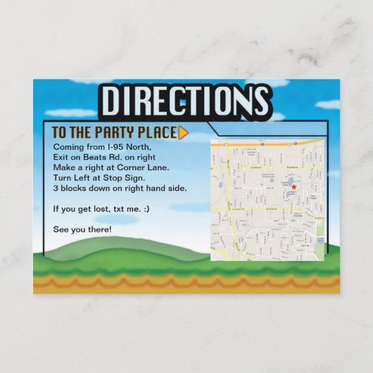 Video Gamer Birthday Party Gift Ideeën / Map Inser Informatiekaartje (Achterkant)