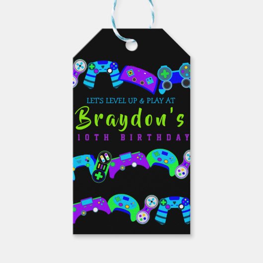 VIDEO GAMER GAMING Kids Verjaardagsfeest Cadeaulabel (Voorkant)