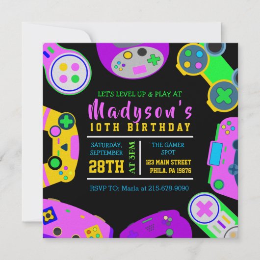 VIDEO GAMER GAMING Meisje Verjaardagsfeestje Uitno Kaart (Voorkant)