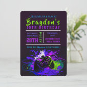 VIDEO GAMER GAMING Uitnodiging voor verjaardagsfee (Staand voorkant)