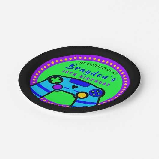 VIDEO GAMER GAMING Verjaardagsfeestje Cadeau Neem  Papieren Bordje (Gekanteld)