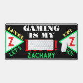 Video Gamer Geometrisch Zwart Groen Rood Monogram Bureaumat (Keyboard & Muis)