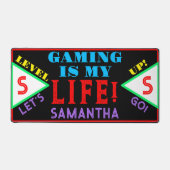 Video Gamer Geometrisch Zwart Paarse Rood Monogram Bureaumat (Voorkant)