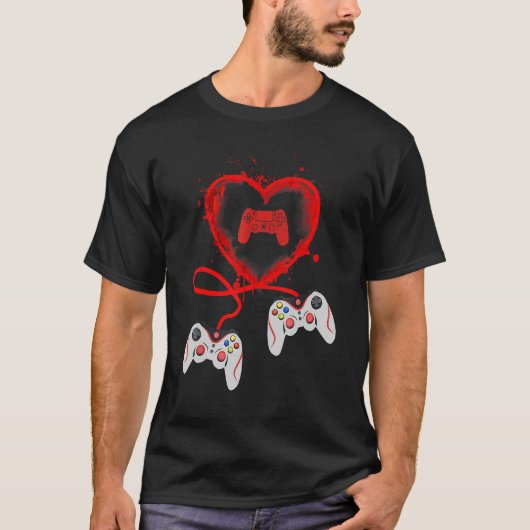 Video Gamer Heart Controller Valentijnsdag Kinder T-shirt (Voorkant)