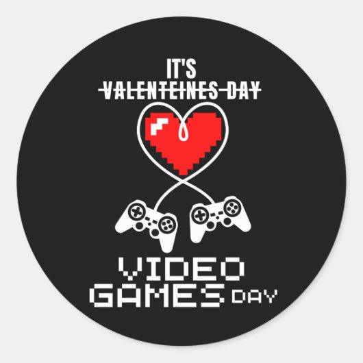 Video Gamer Heart Controller Valentijnsdag Ronde Sticker (Voorkant)