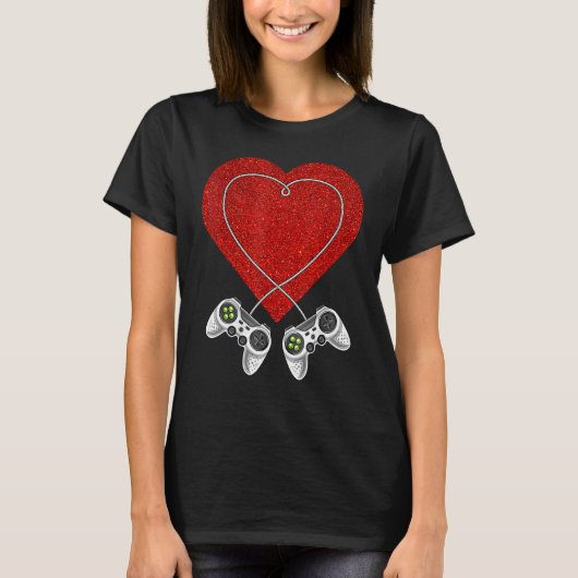 Video Gamer Heart Controller Valentine's Day Kids  T-shirt (Voorkant)