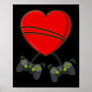 Video Gamer Heart Controllers Valentijnsdag Boys Poster