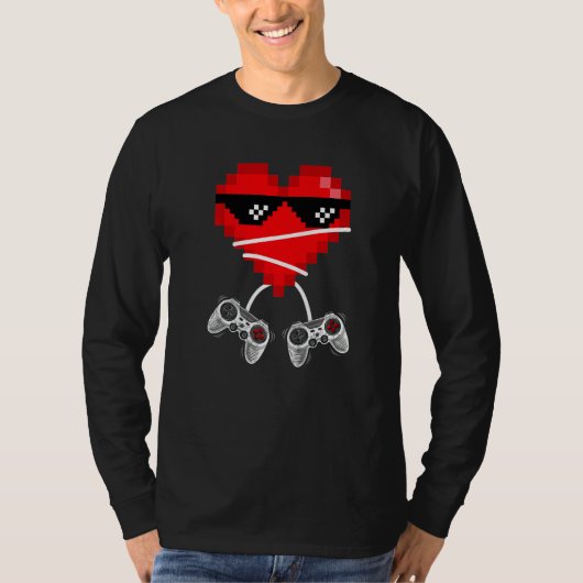 Video Gamer Heart Controllers Valentines Day Boys  T-shirt (Voorkant)