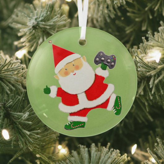Video Gamer Holiday Gift Glas Ornament (Insitu)