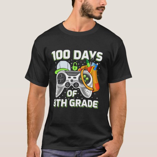 Video Gamer Leerlingen Leraren 100 dagen School 8 T-shirt (Voorkant)
