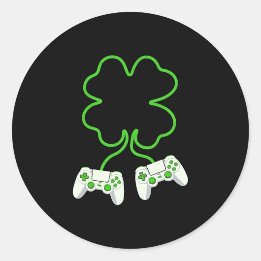 Video Gamer St Patricks Day Clover With Controller Ronde Sticker (Voorkant)