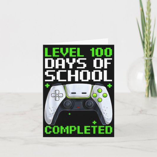 Video Gamer Student 100th Day Teacher 100 Days Of  Kaart (Voorkant)
