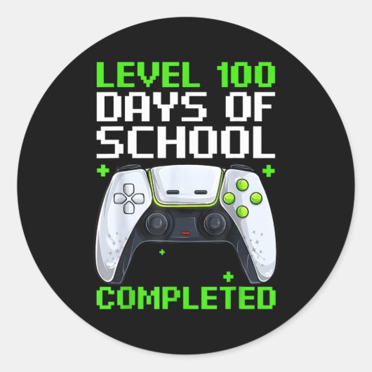 Video Gamer Student 100th Day Teacher 100 Days Of  Ronde Sticker (Voorkant)
