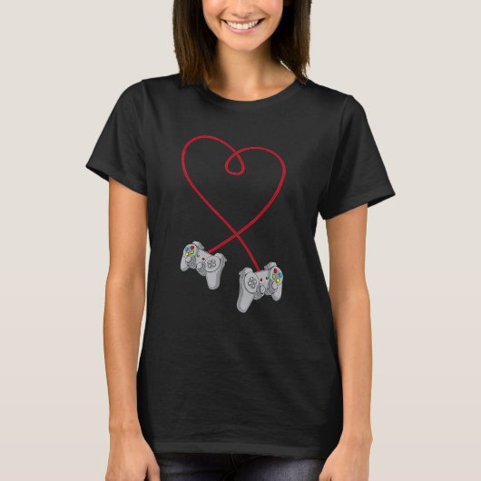 Video gamer Valentijnsdag-hart met controllers T-shirt (Voorkant)