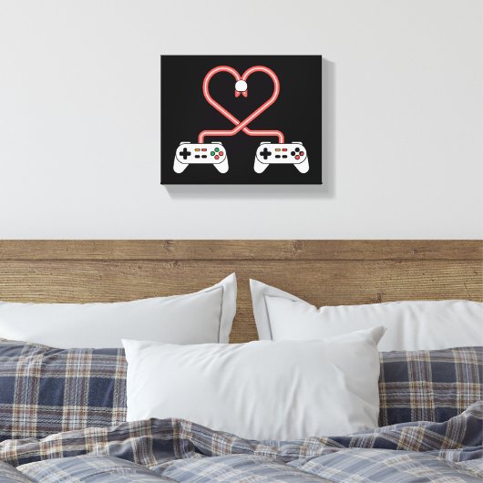 Video gamer-Valentijnsdag met controllers Canvas Afdruk (Insitu (Slaapkamer))