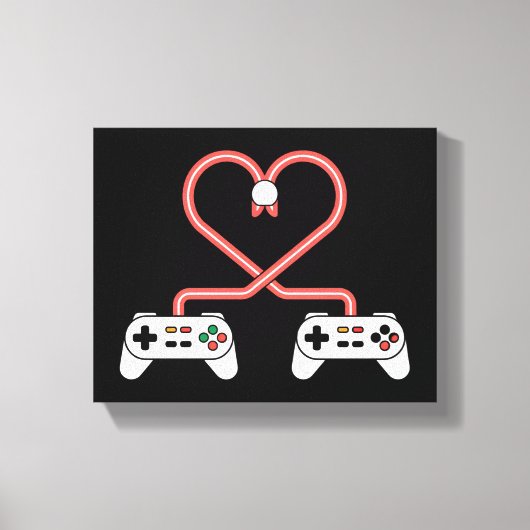 Video gamer-Valentijnsdag met controllers Canvas Afdruk (Voorkant)
