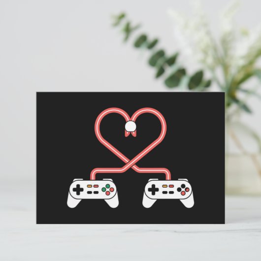 Video Gamer Valentijnsdag Met Controllers Hart Bedankkaart (Staand voorkant)