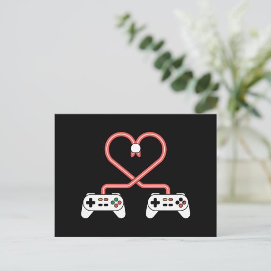 Video Gamer Valentijnsdag Met Controllers Hart Briefkaart (Staand voorkant)