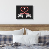 Video-gamer Valentijnsdag met controllers hart Canvas Afdruk (Insitu (Slaapkamer))
