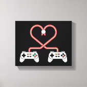 Video-gamer Valentijnsdag met controllers hart Canvas Afdruk (Voorkant)