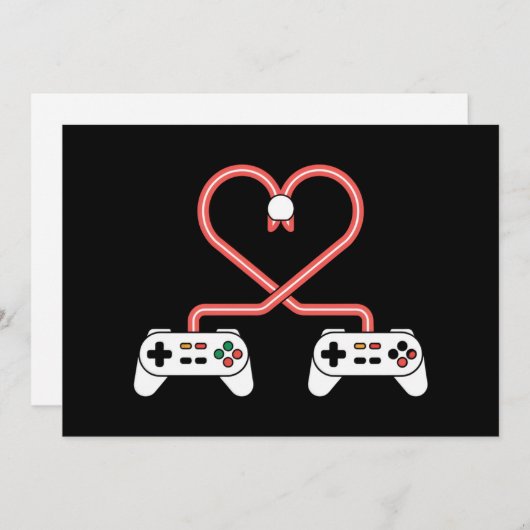 Video-gamer Valentijnsdag met controllers hart Feestdagenkaart (Voorkant / Achterkant)