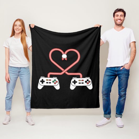 Video-gamer Valentijnsdag met controllers hart Fleece Deken (In situ)