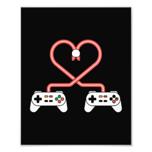 Video-gamer Valentijnsdag met controllers hart  Foto Afdruk