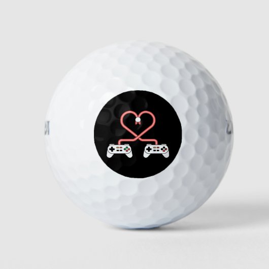 Video-gamer Valentijnsdag met controllers hart Golfballen (Voorkant)