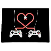 Video-gamer Valentijnsdag met controllers hart Groot Cadeauzakje (Voorkant)