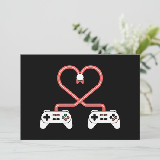 Video-gamer Valentijnsdag met controllers hart Kaart (Staand voorkant)