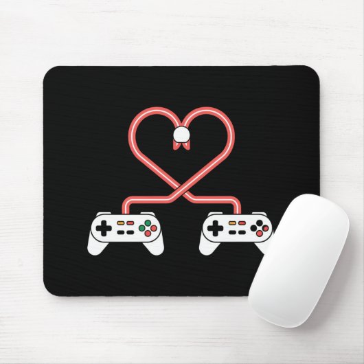 Video-gamer Valentijnsdag met controllers hart Muismat (Met muis)