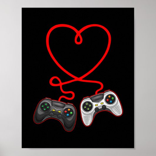 Video-gamer Valentijnsdag met controllers hart Poster (Voorkant)