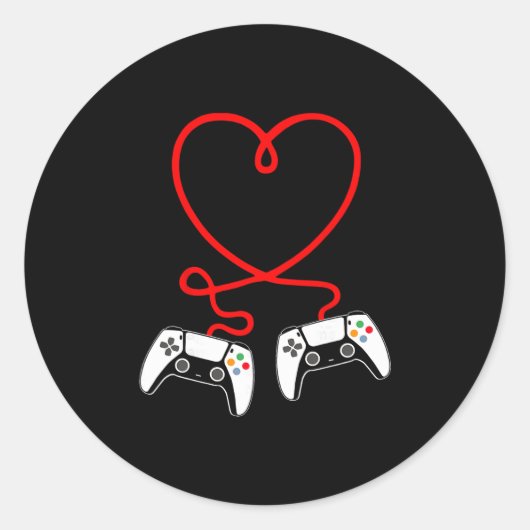 Video-gamer Valentijnsdag met controllers hart Ronde Sticker (Voorkant)